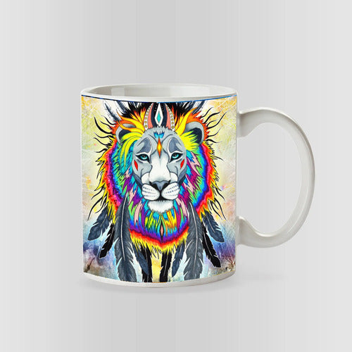 Animales Abstractos Pack 12 Taza Surtido Buho Lobo Leon