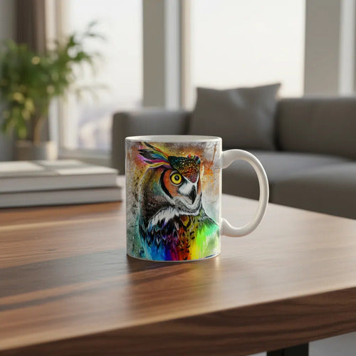 Animales Abstractos Pack 12 Taza Surtido Buho Lobo Leon