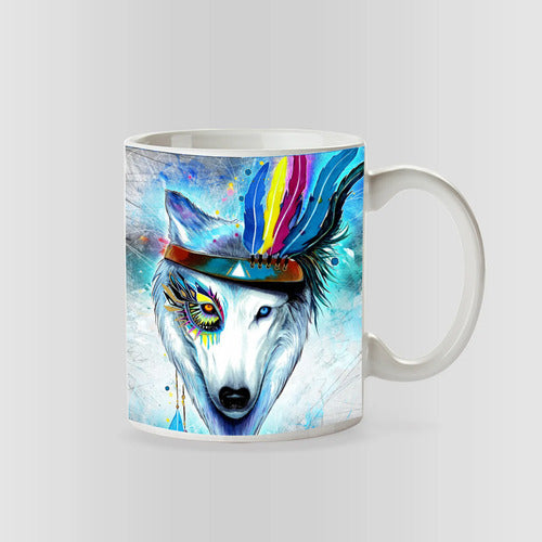 Animales Abstractos Pack 12 Taza Surtido Buho Lobo Leon