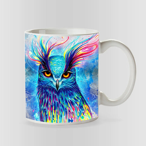 Animales Abstractos Pack 12 Taza Surtido Buho Lobo Leon
