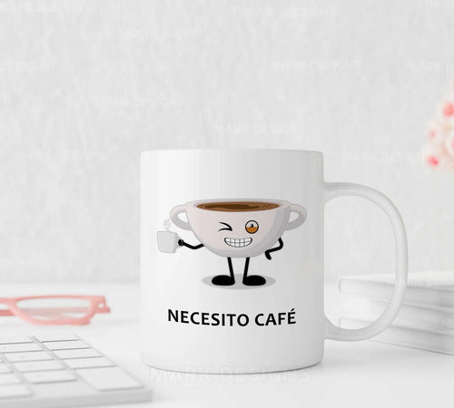 Taza Necesito Cafe Pack De 6 Pz Exelente Calidad
