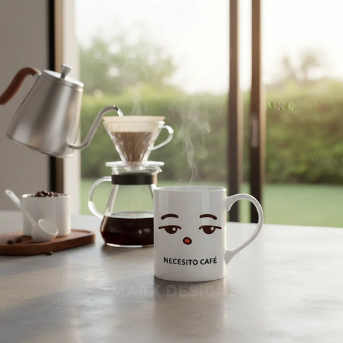 Taza Necesito Cafe Pack De 6 Pz Exelente Calidad