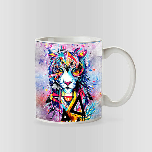 Animales Abstractos Pack 12 Taza Surtido Buho Lobo Leon
