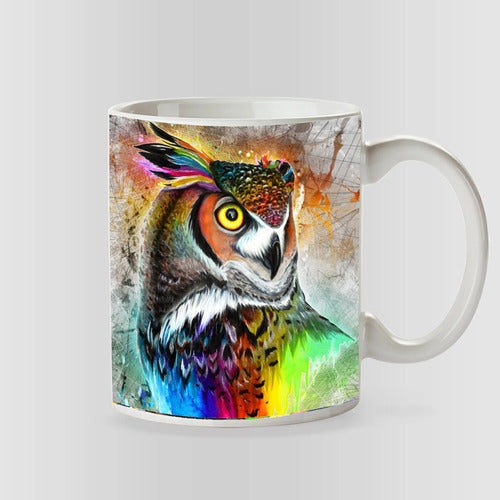 Animales Abstractos Pack 12 Taza Surtido Buho Lobo Leon