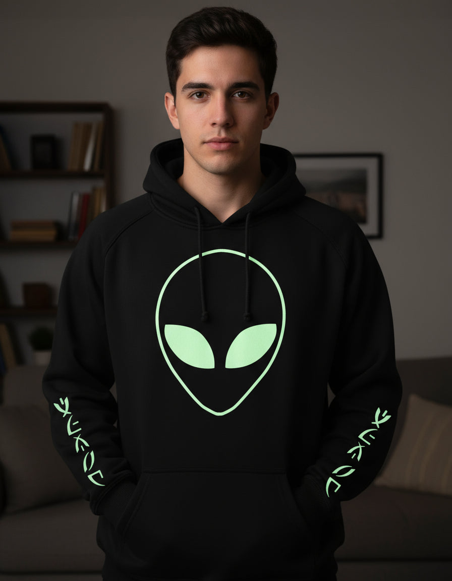 Alien Luminiscente Sudadera Hoodie Brilla Oscuridad Ovnis
