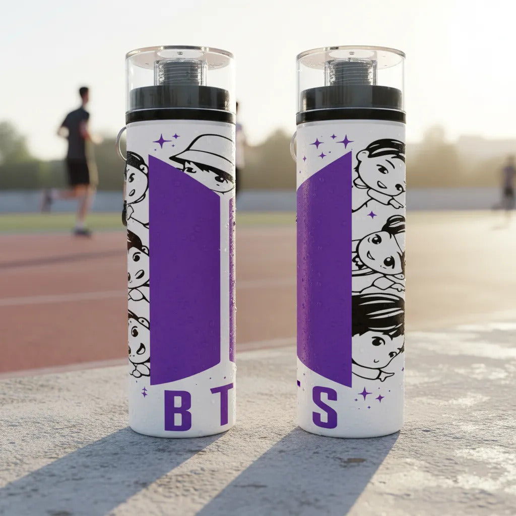 Botella Deportiva Bts Army Kpop Cilindro Premium