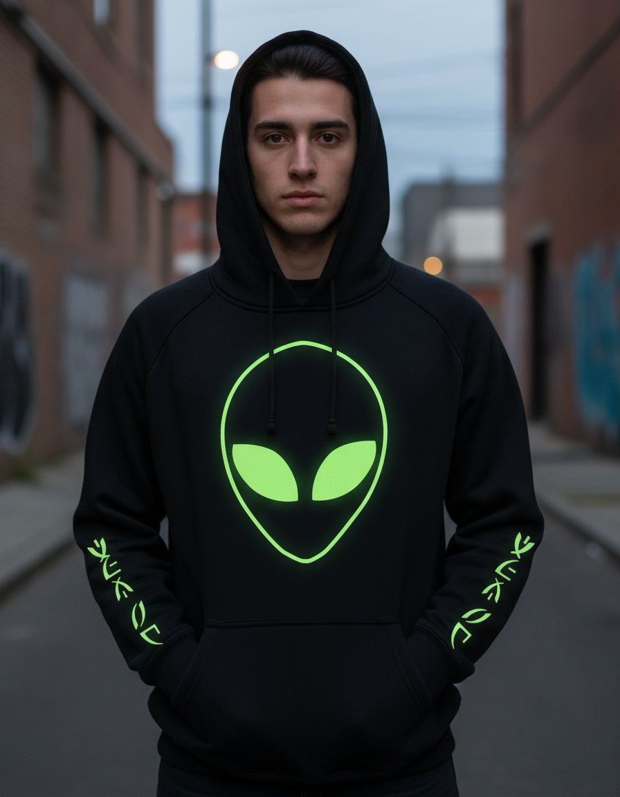 Alien Luminiscente Sudadera Hoodie Brilla Oscuridad Ovnis