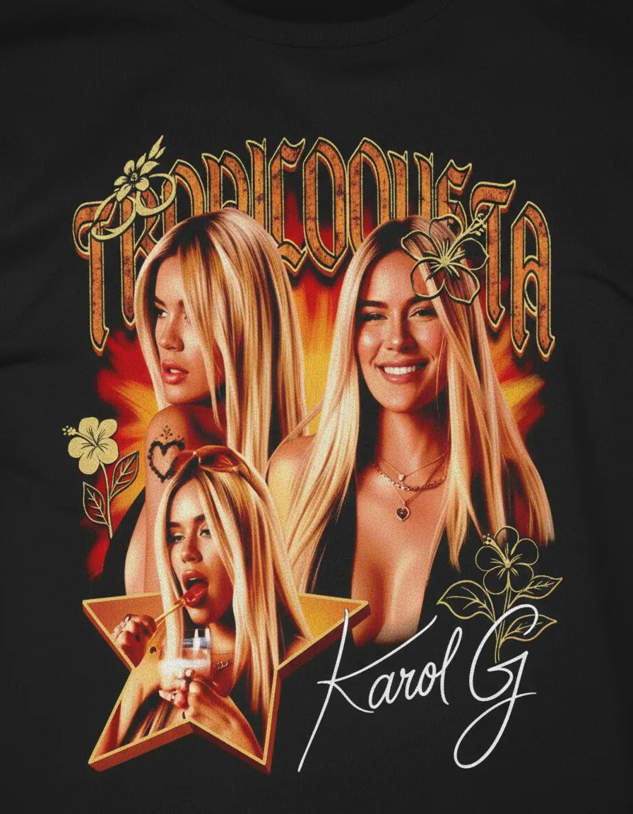 Playera Karol G Estilo Tropicoqueta Tour Vintage Streetwear