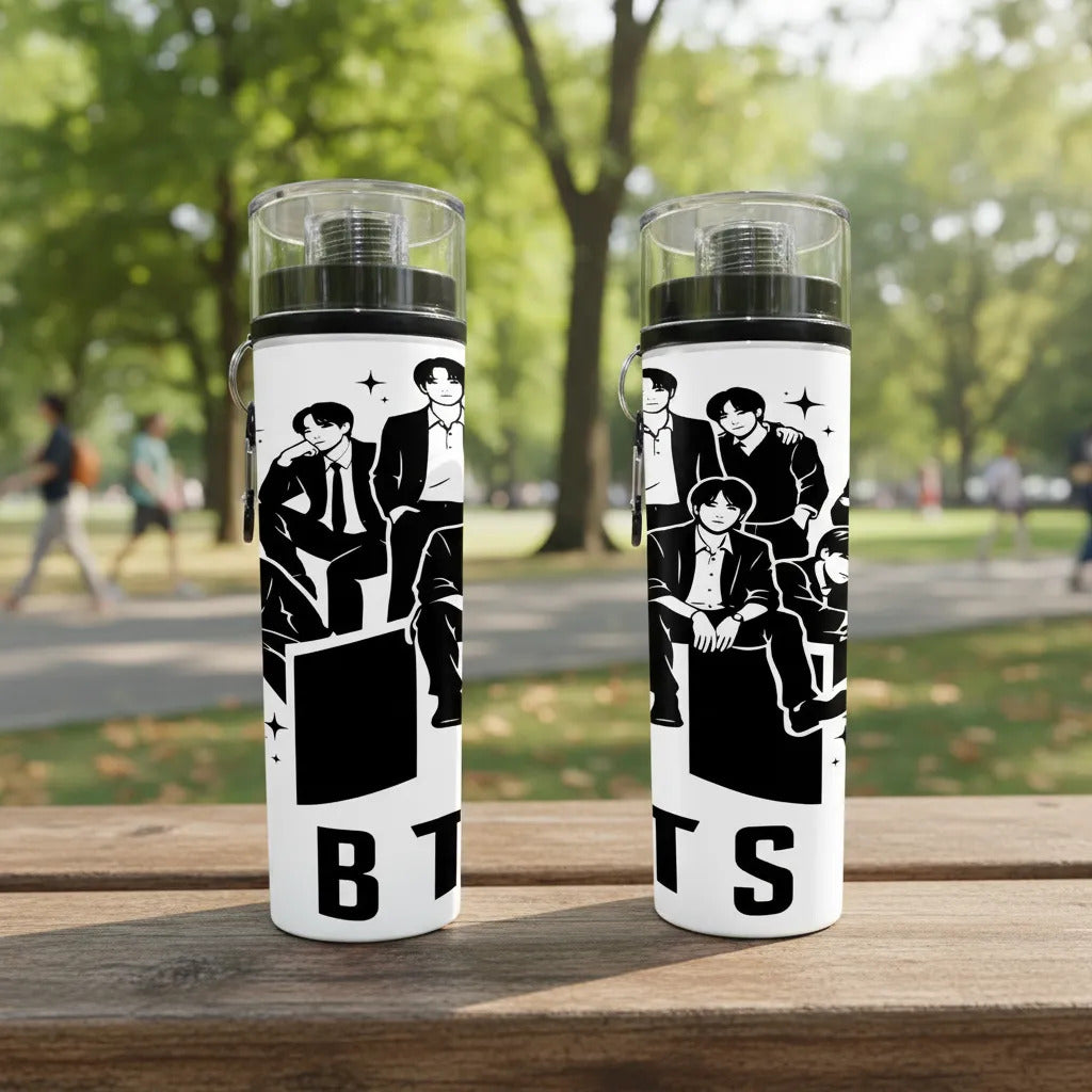 Botella Deportiva Bts Edicion Anime Manga Cilindro Kpop