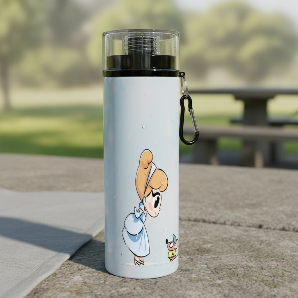 Botella Deportiva Princesas Personajes Animados Cilindro