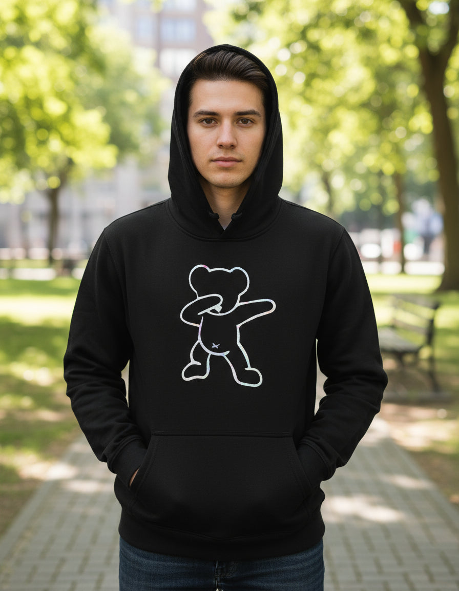 Oso Street Sudadera Hoodie Osito Estampado Tipo Holograma