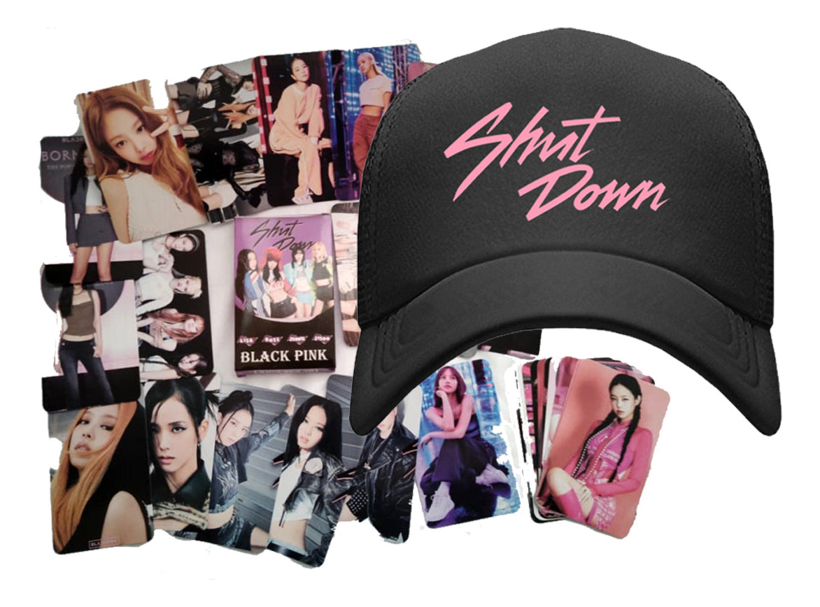 Gorra Shut Down Black Pink + 30 Lomo Card Kpop