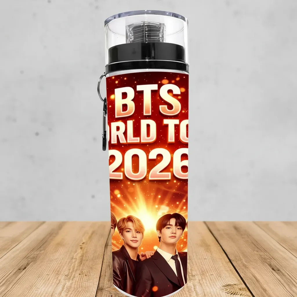 Botella Deportiva Bts World Tour Cilindro Kpop Aesthetic