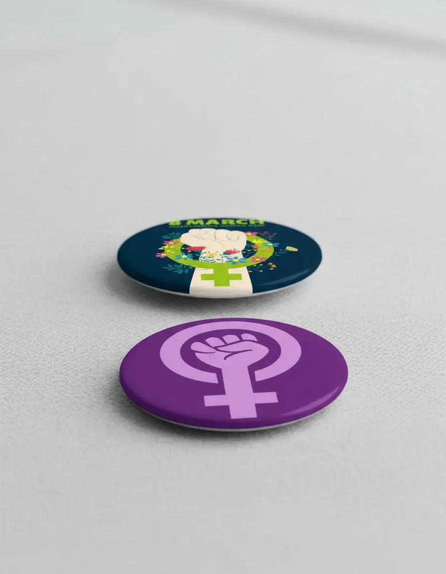Dia De La Mujer 50 Botones 58 Mm Pin Fotoboton Blanco Fotoboton