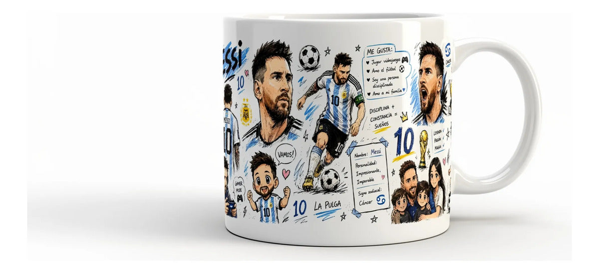 Taza Messi Futbol Copa Del Mundo Argentina Sublimada 11 Oz
