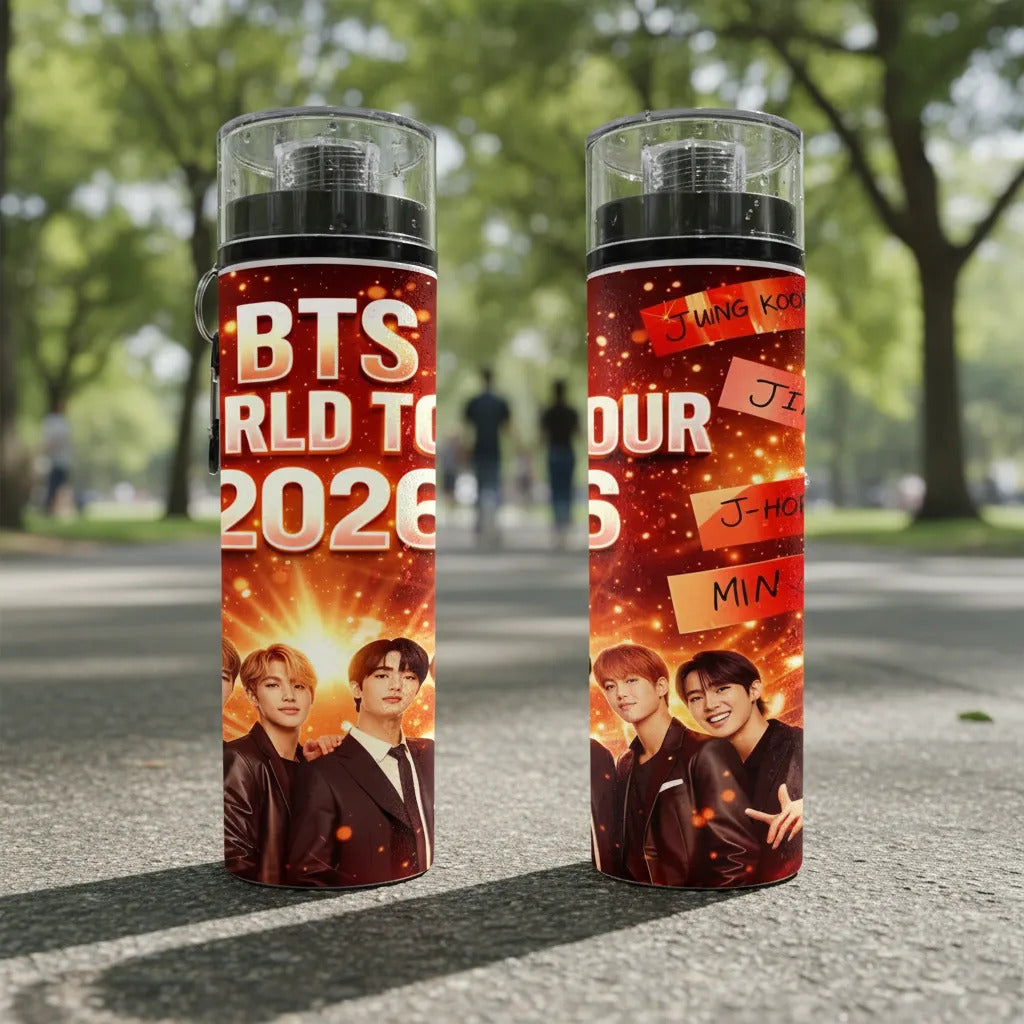 Botella Deportiva Bts World Tour Cilindro Kpop Aesthetic