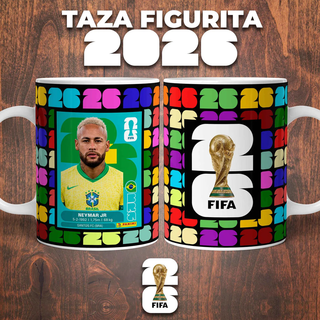Taza Figuras Mundial Messi Cristiano Neymar Mbappe Futbol