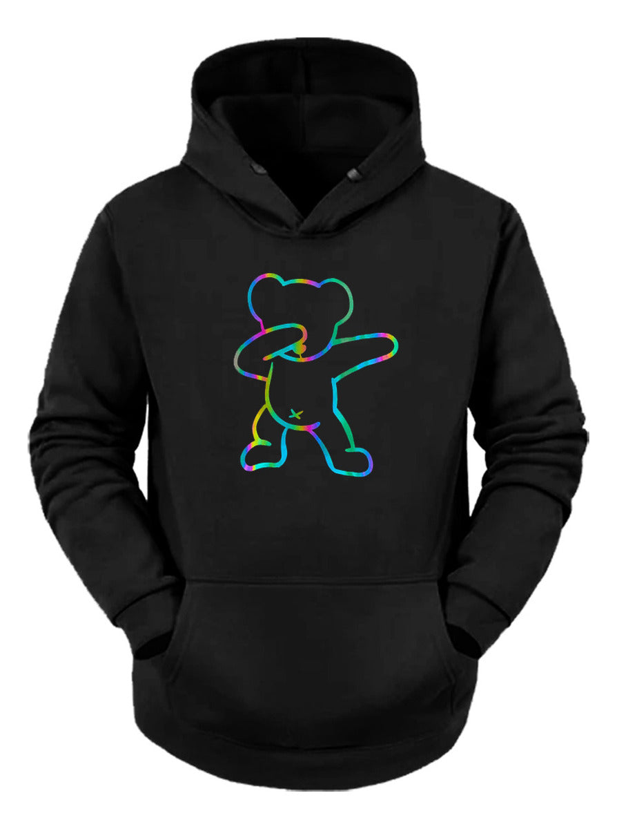 Oso Street Sudadera Hoodie Osito Estampado Tipo Holograma