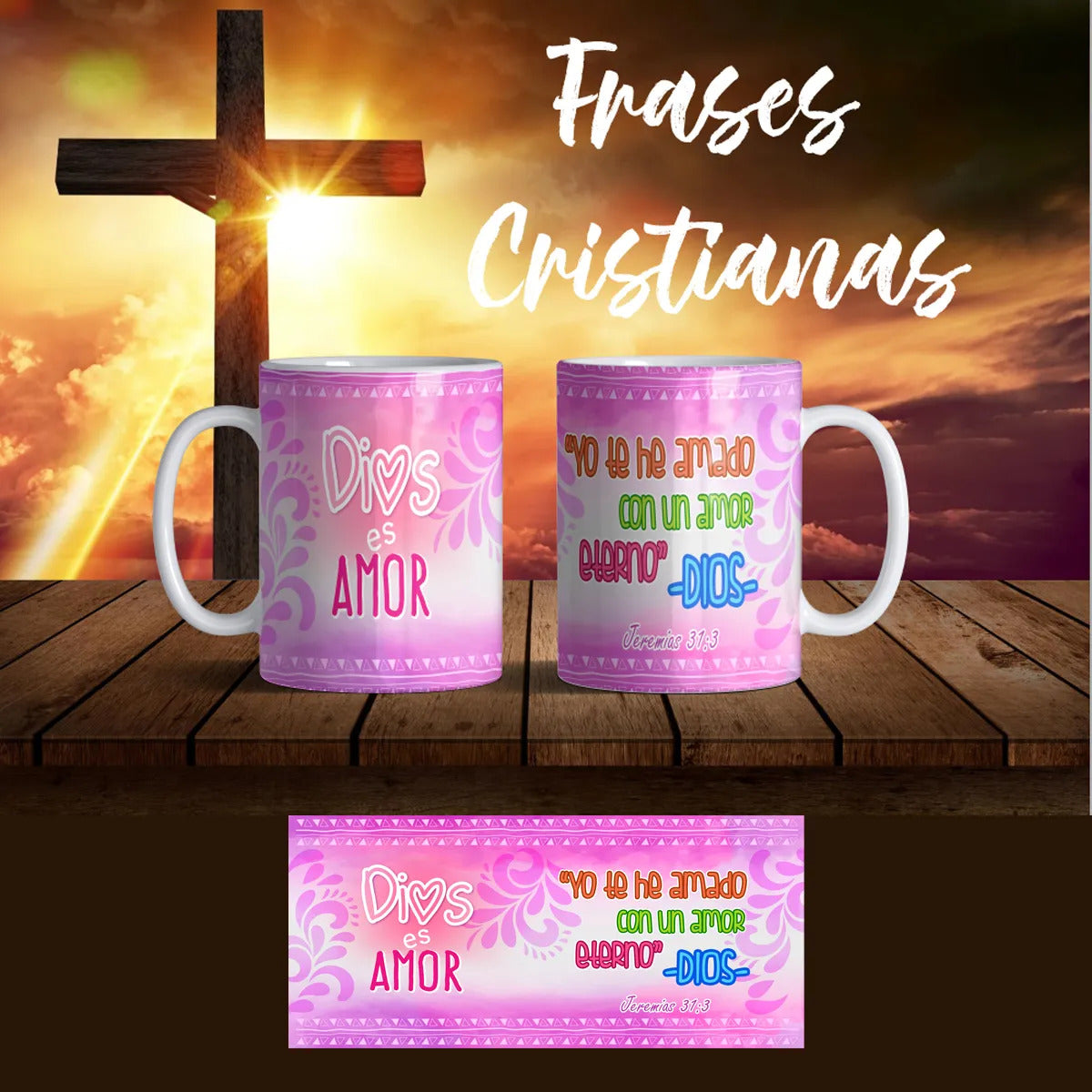 Pack 12 Tazas Frases Cristianas Personalizada Varios Modelos