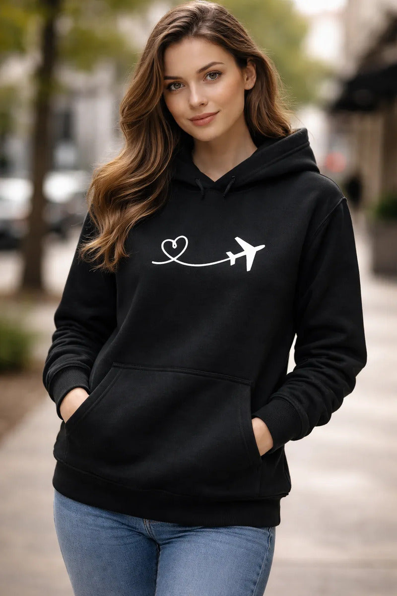 Avion Sudadera Hoodie I Love Traveling