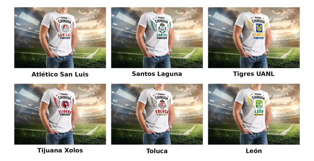 Playera Papa Chingon Equipos Futbol Mexicano Personalizada