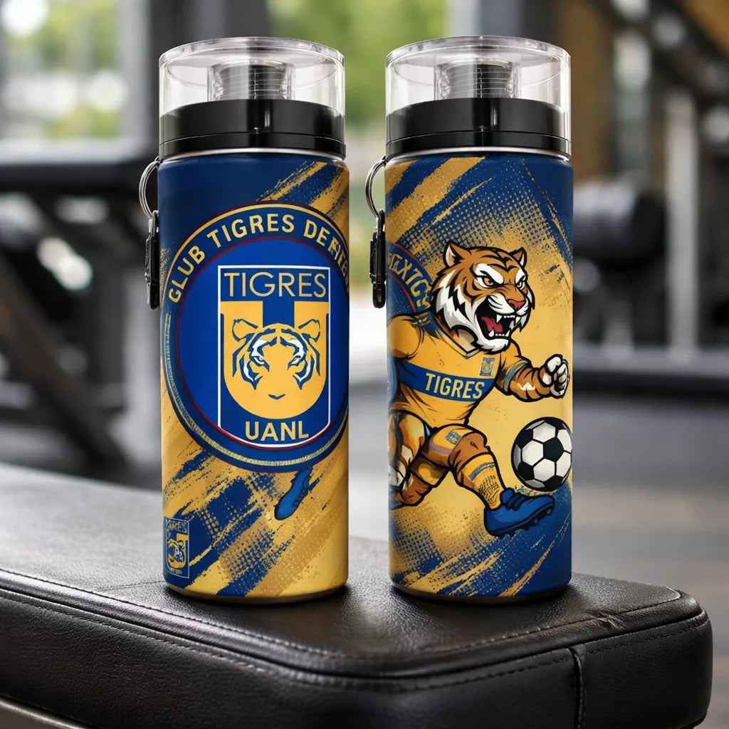Botella Deportiva Tigres Cilindro Uanl Regalo Futbol