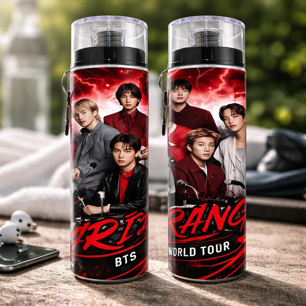Botella Deportiva Bts World Tour Cilindro Kpop Aesthetic