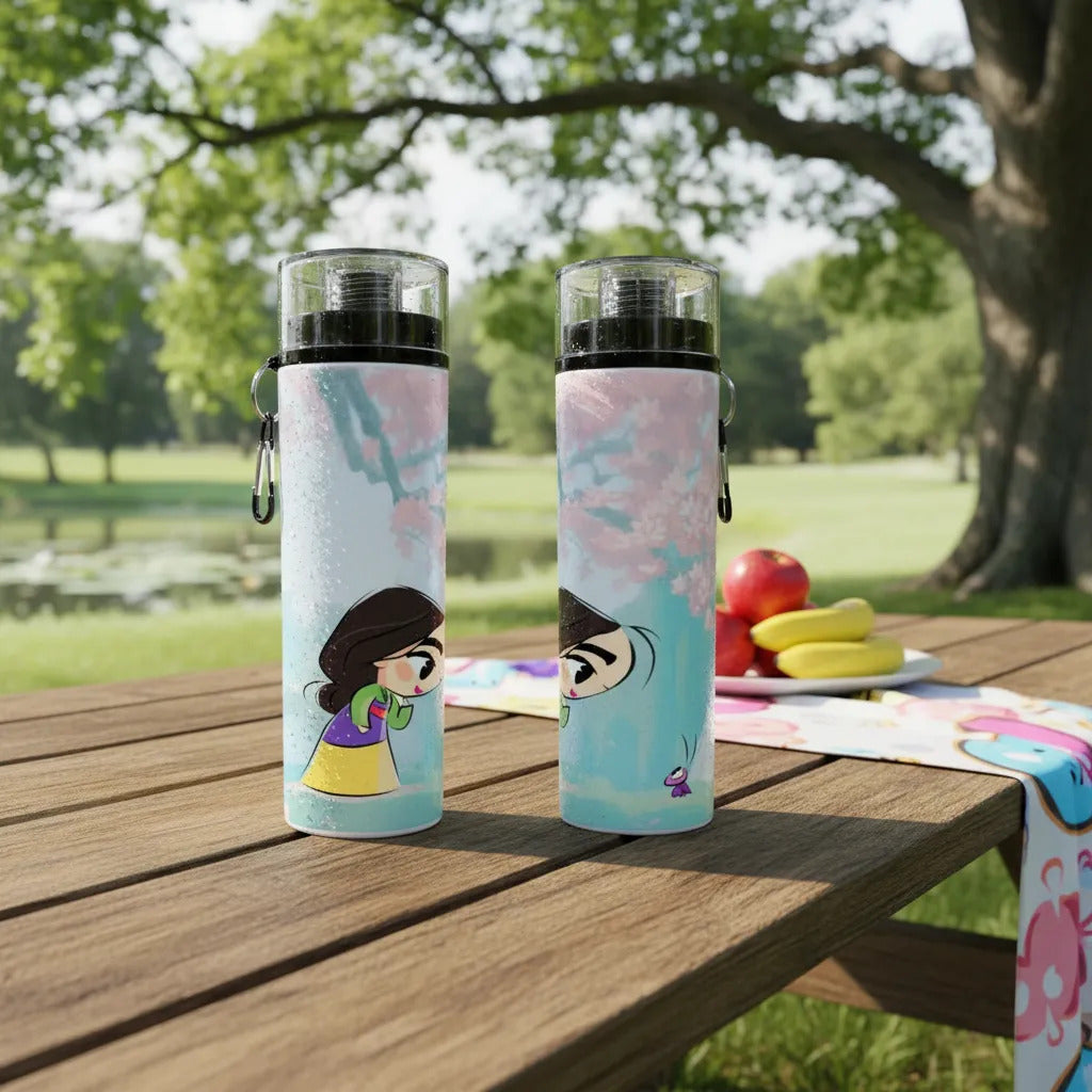 Botella Deportiva Princesas Personajes Animados Cilindro