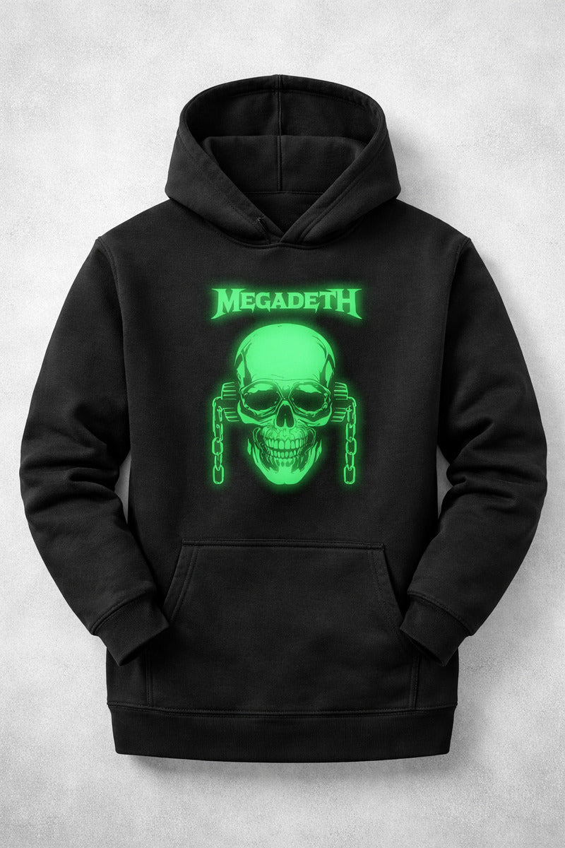 Megadeth Luminiscente Sudadera Hoodie Brilla Oscuridad Metal