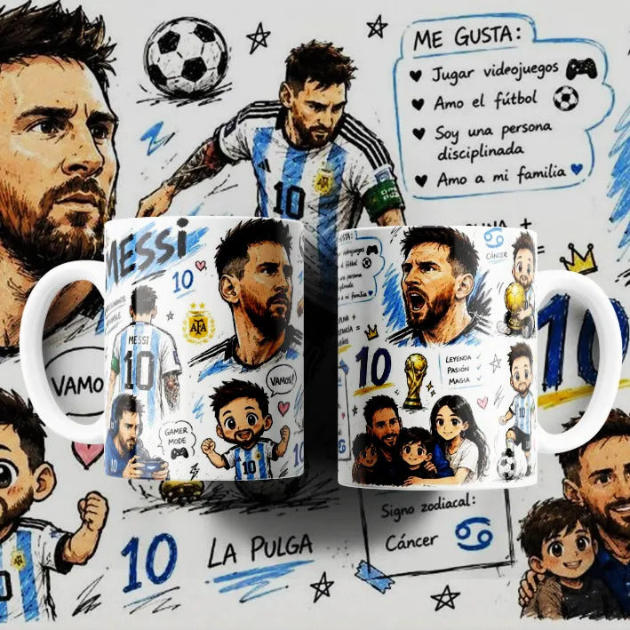 Taza Messi Futbol Copa Del Mundo Argentina Sublimada 11 Oz
