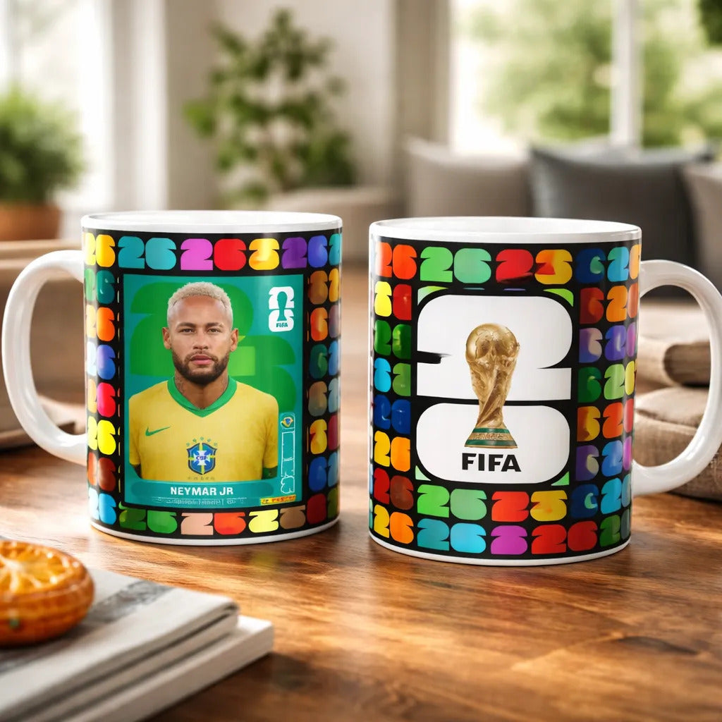 Taza Figuras Mundial Messi Cristiano Neymar Mbappe Futbol