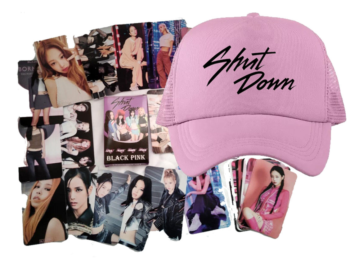 Gorra Shut Down Black Pink + 30 Lomo Card Kpop