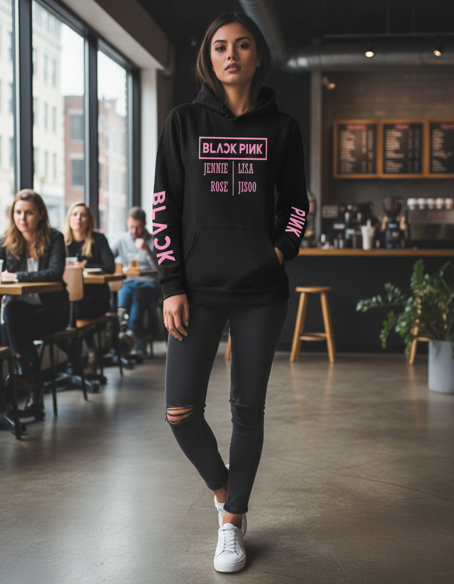 Sudadera Kpop Black Pink Con Capucha