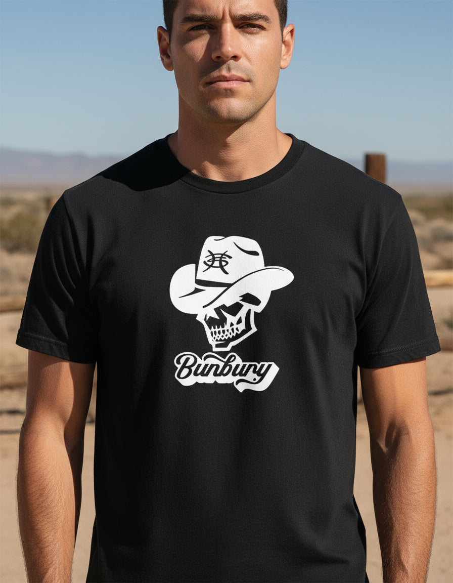 Playera negra Bunbury con diseño de vinil