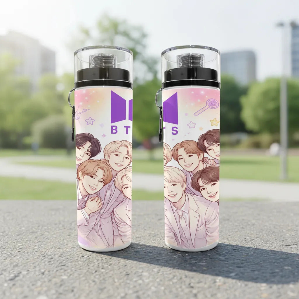 Botella Deportiva Bts Edicion Anime Manga Cilindro Kpop